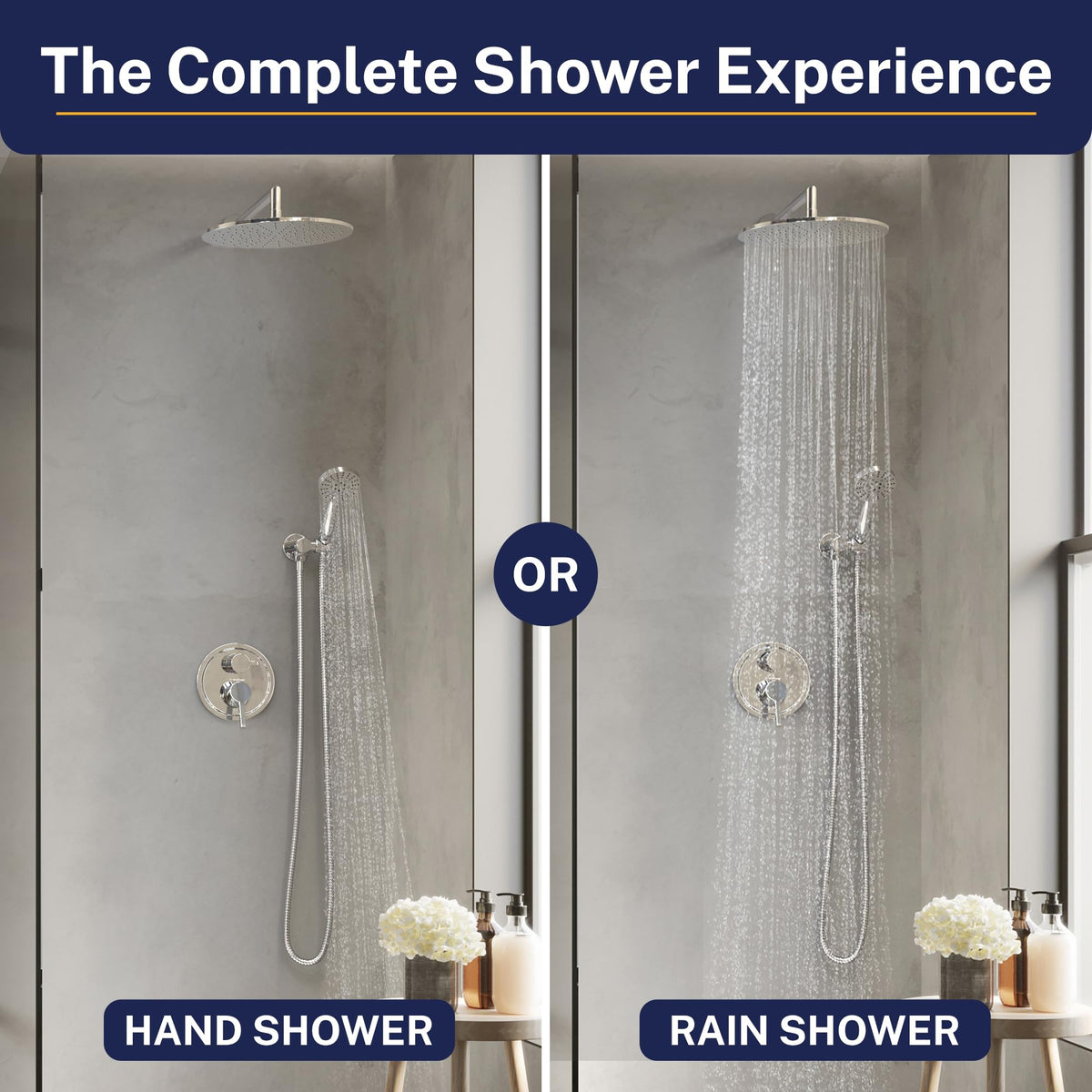 Metal Rain Shower System with Handheld, Valve and Trim Kit
