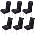 Chair Covers Set of 6 Pack Black Marble Slipcovers High Back Chairs Cover Stretch Spandex Slipcover for Wedding Party