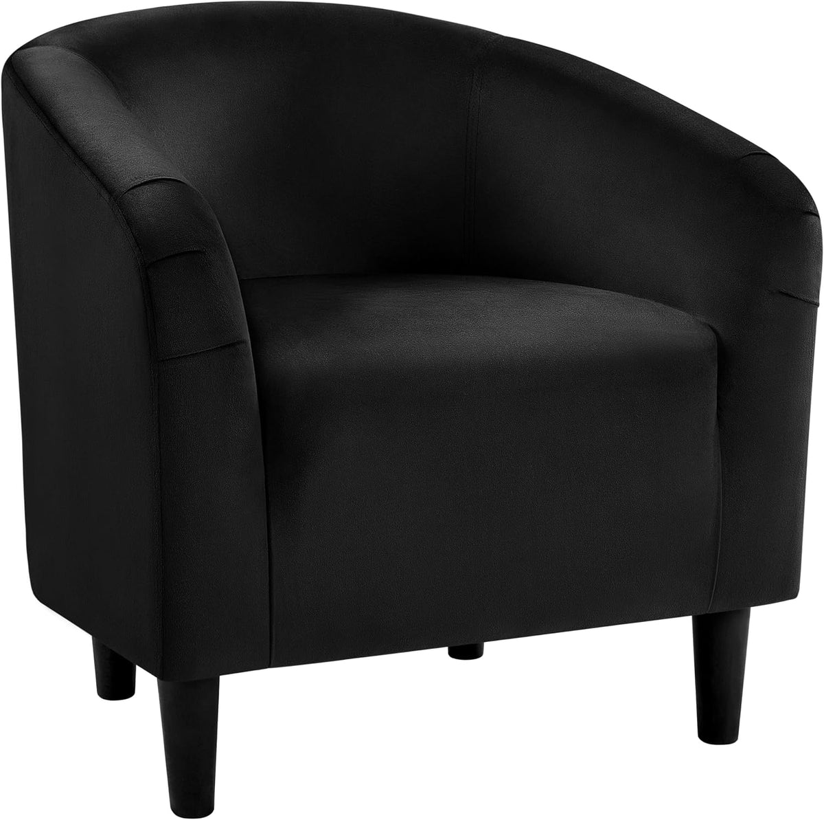 Compact Velvet Barrel Accent Chair with Plush Faux Fur Texture
