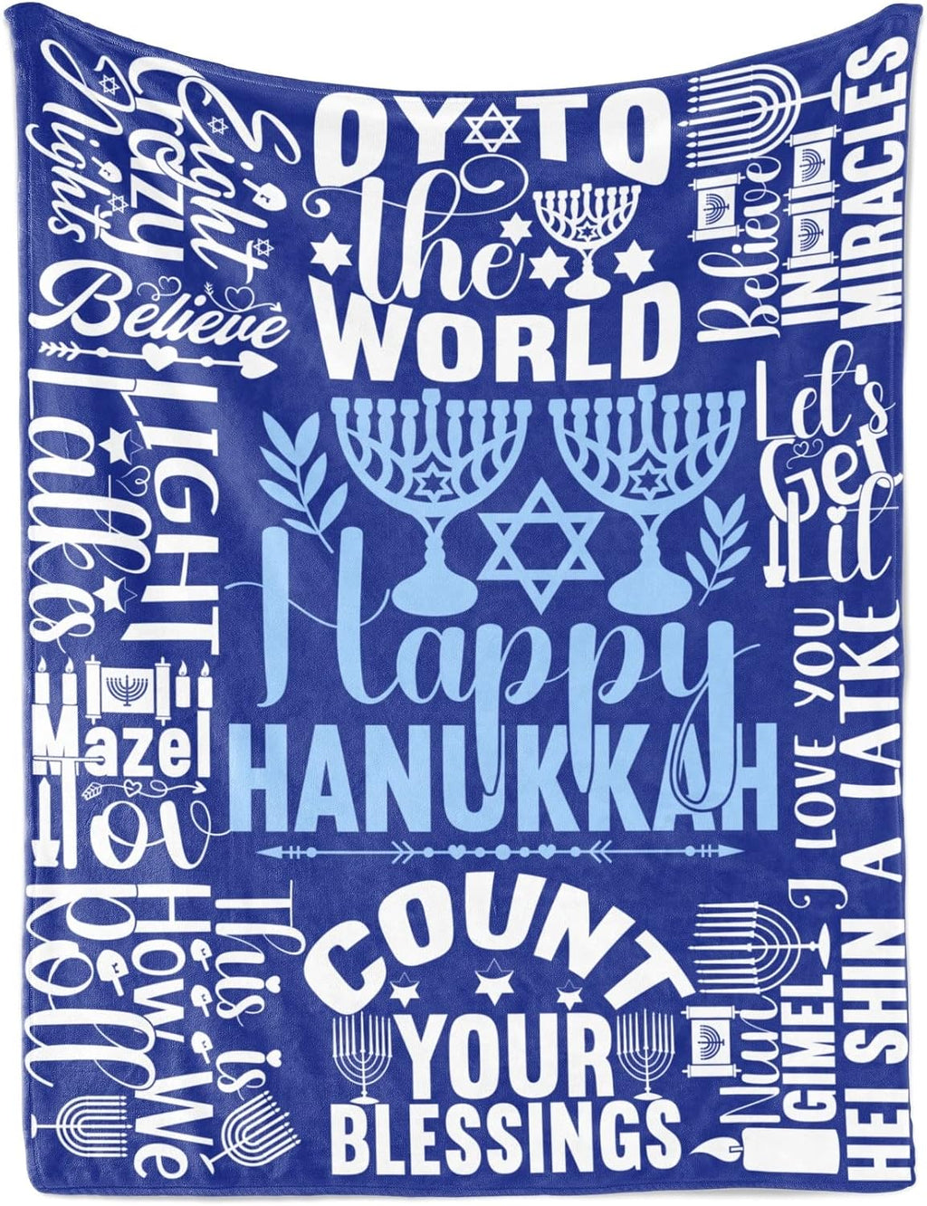 Hanukkah Gifts, Hannukah Throw Blanket for Kids Women Men, Presents for Chanukah Jewish Holiday for Kids, Friends
