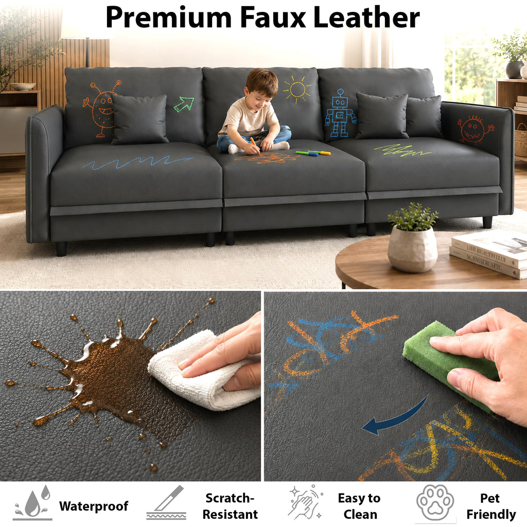 Faux Leather Oversized 14 Seats Sectional Sofa with Storage