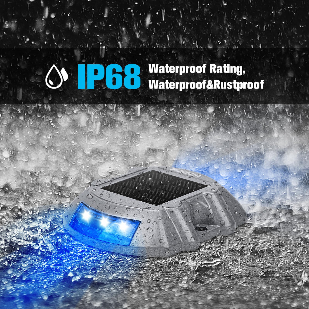 Solar Deck Driveway Dock Lights,Solar Pathway Lights,Blue 12 Pack