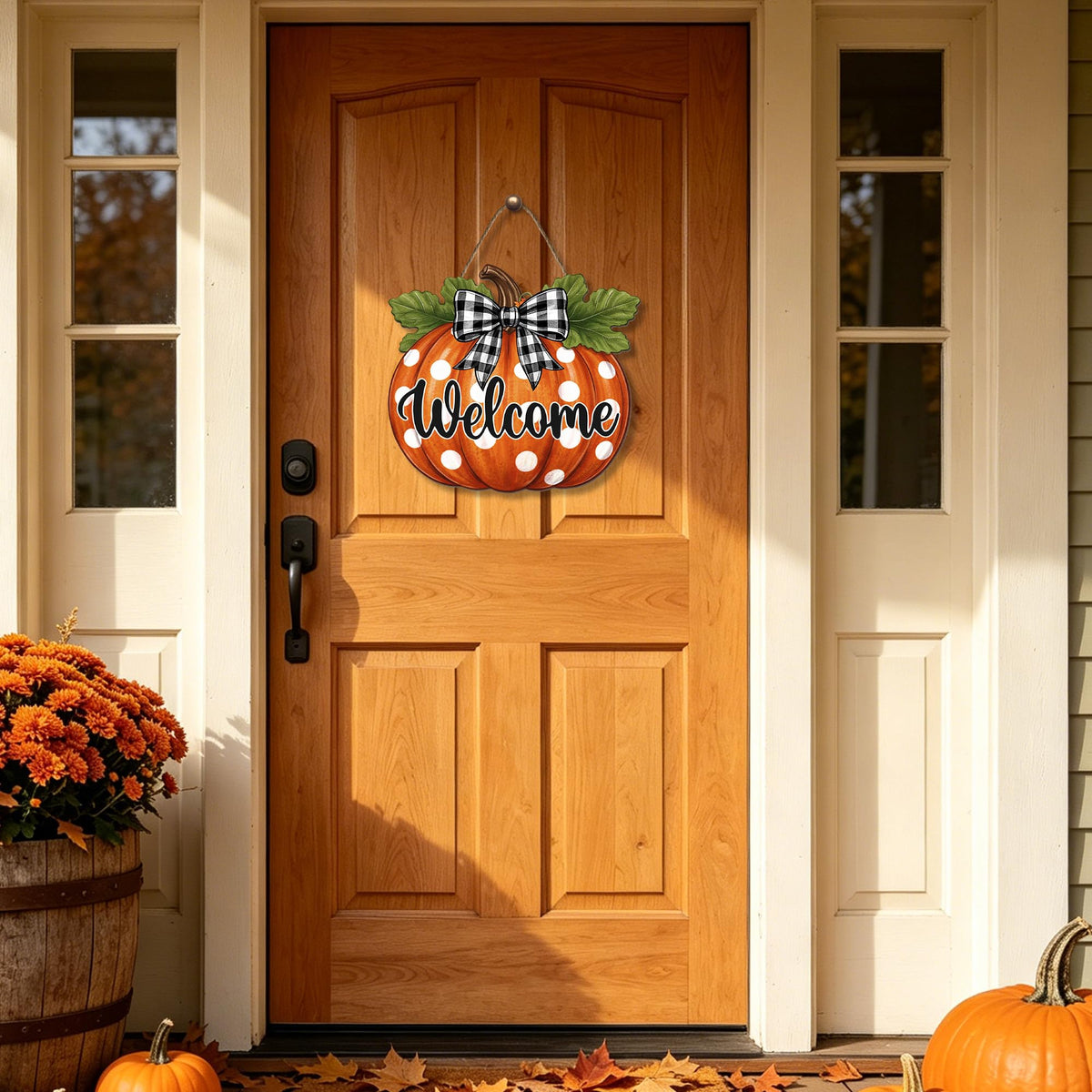 Fall Pumpkin Front Door Sign Rustic Pumpkin Thanksgiving Welcome Door Decorations Wood Sign Autumn Harvest Wreath