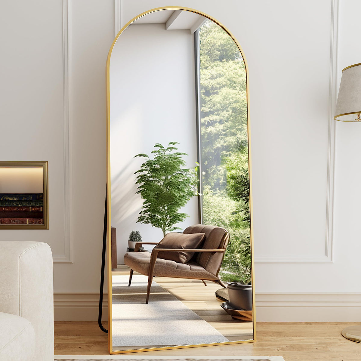 Arch Full Length Mirror, 76"x34" Standing Floor Body Mirror (Gold)