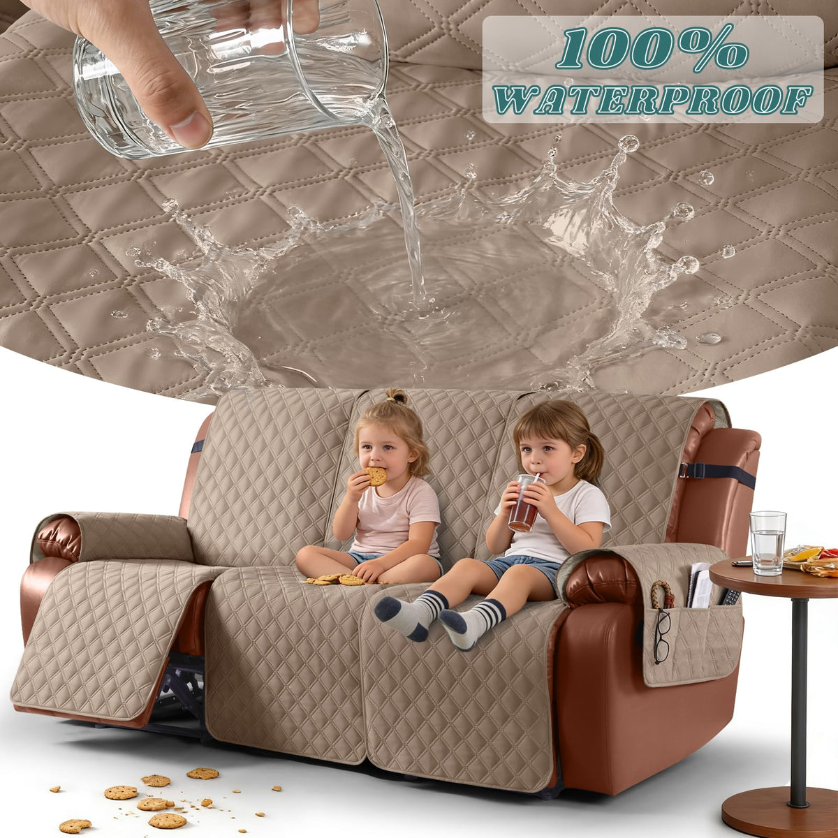 Waterproof Recliner Couch Covers, Non-Slip Sofa SlipCover, 3 Seater