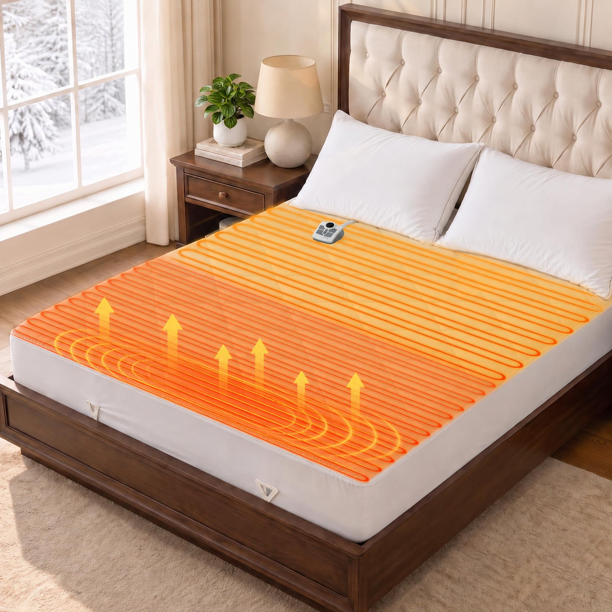Heated Mattress Pad with Enhanced Foot Zone Heating, Electric Mattress Pad with Fast Preheat, 10 Heat Settings &