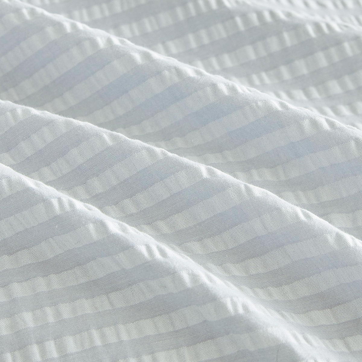 Light Blue Seersucker Duvet Cover 100% Cotton 3 Pieces Set