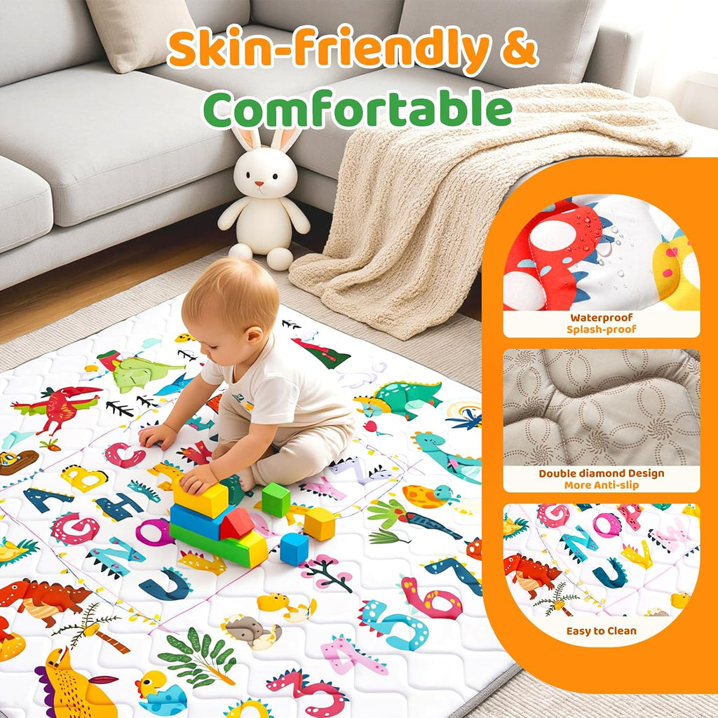 Play Mat - Thicken 50x50 Inch Soft Foam Crawling Mat for Playpen & Floor, Non-Slip Waterproof Playmats for Infants &