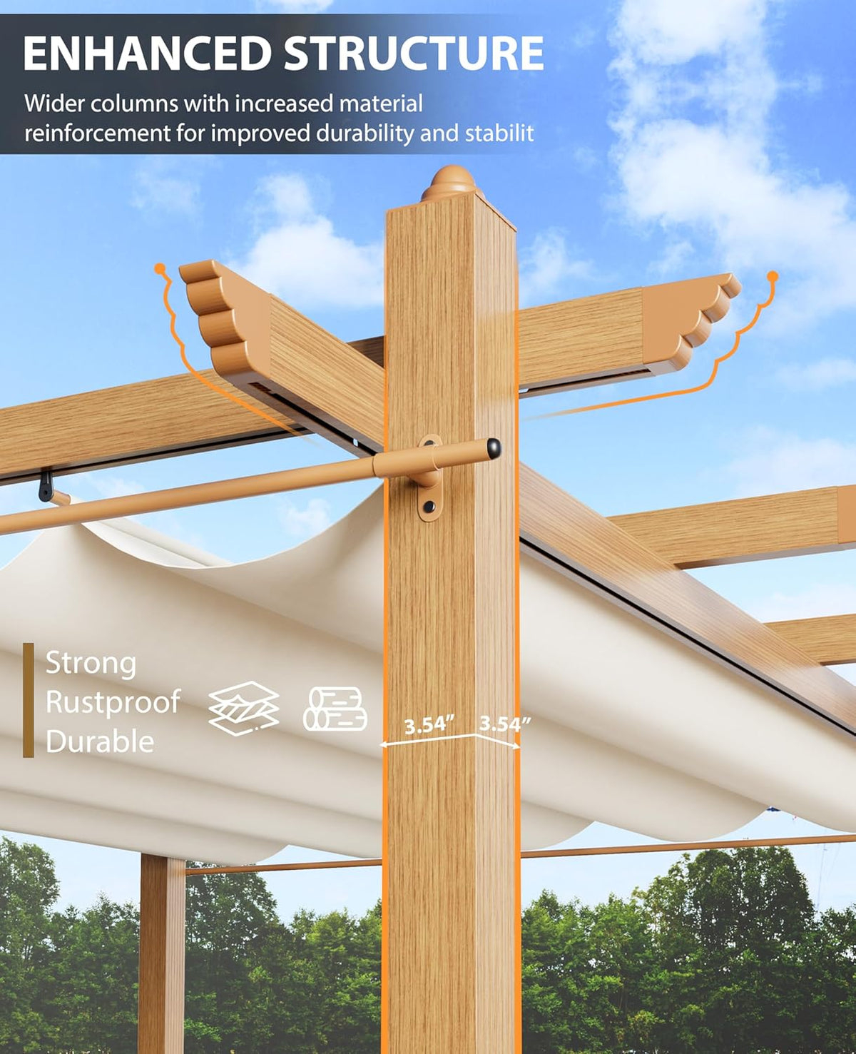 10x10 Ft Outdoor Retractable Pergola Aluminium Pergola Canopy with Adjustable Roof