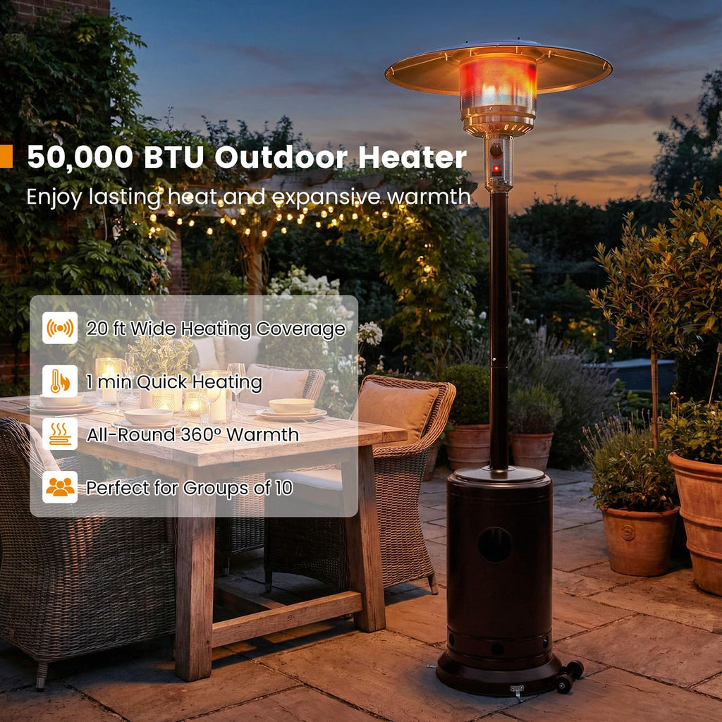 50, 000 BTU Propane Patio Heater with Easy Ignition, Bronze