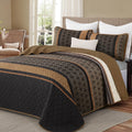 Quilt, Striped Fall Bedding Set, Boho Bedspread, Brown