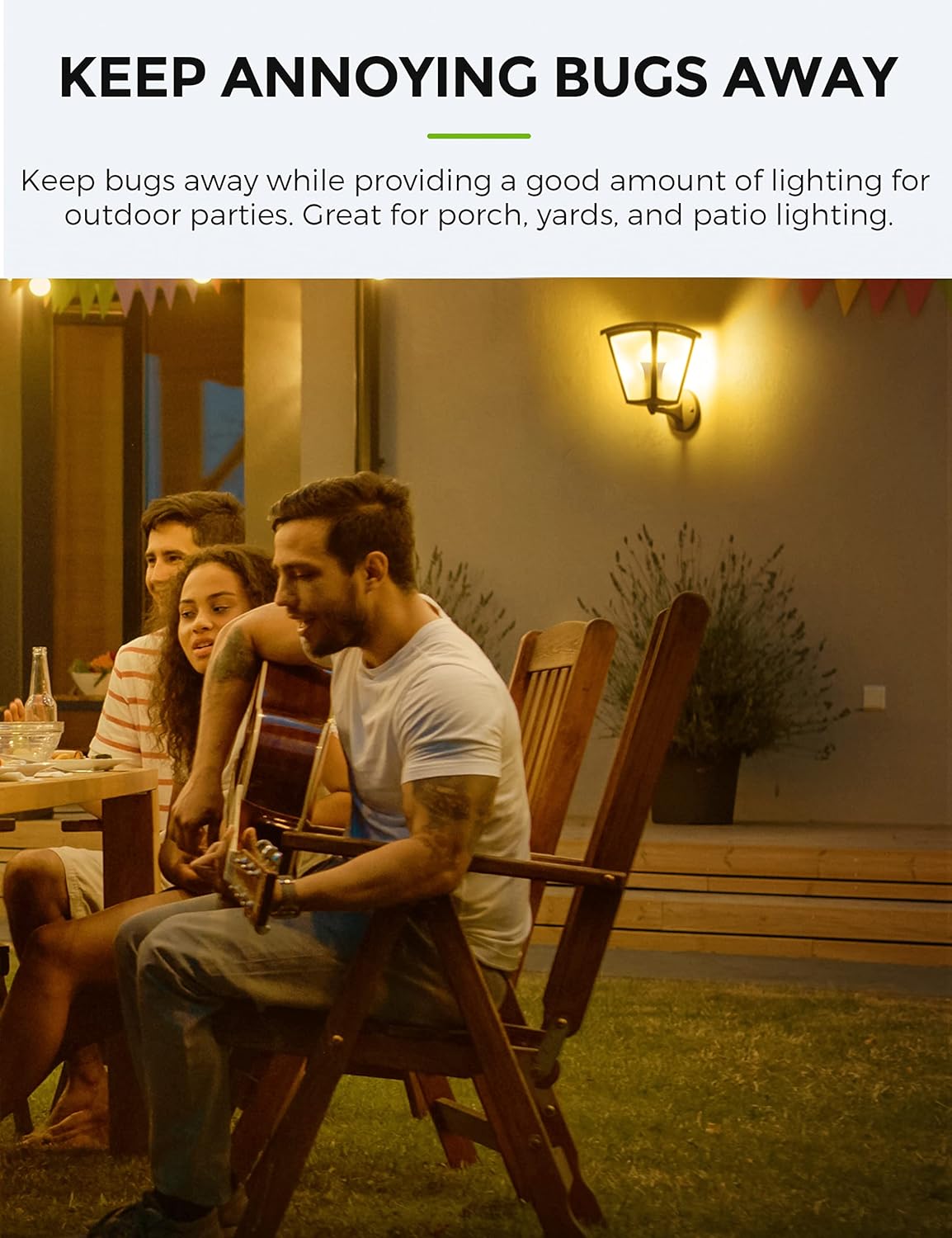 Yellow Bug Light Bulbs Outdoor, A19 9W Bug Lights for Outside