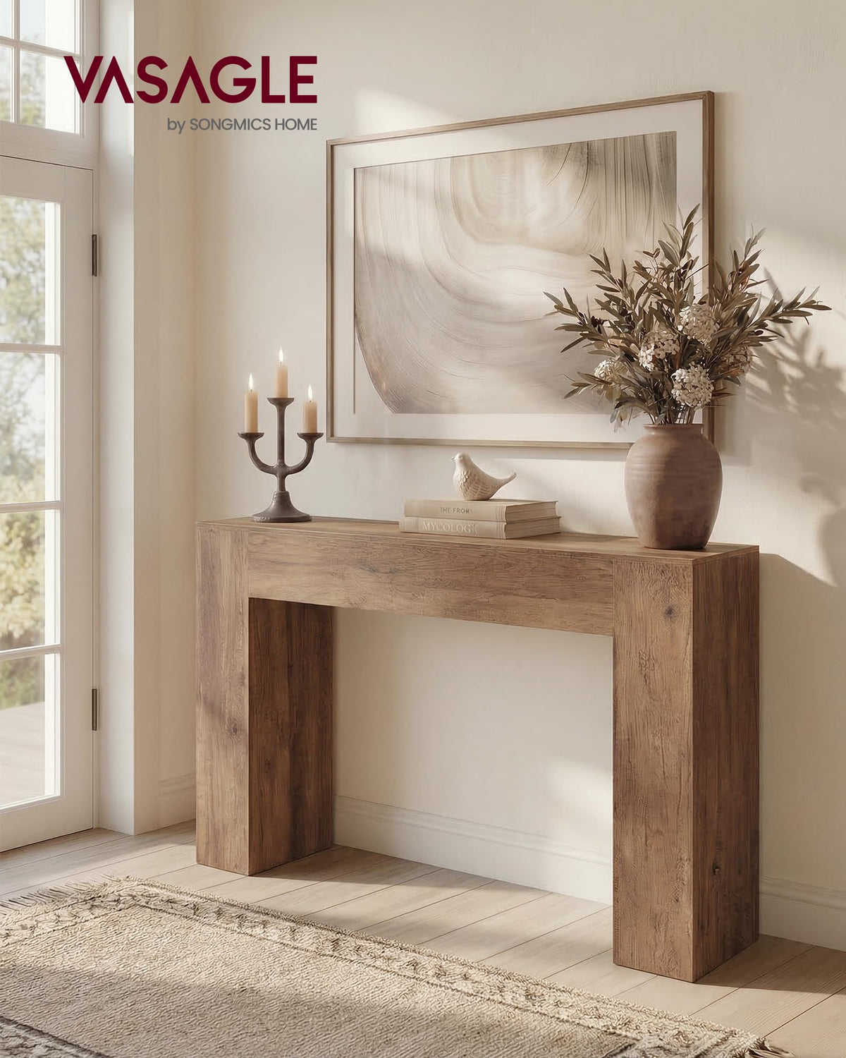 47.2 Inches Entryway Table, Thick Tabletop Console Table, Farmhouse