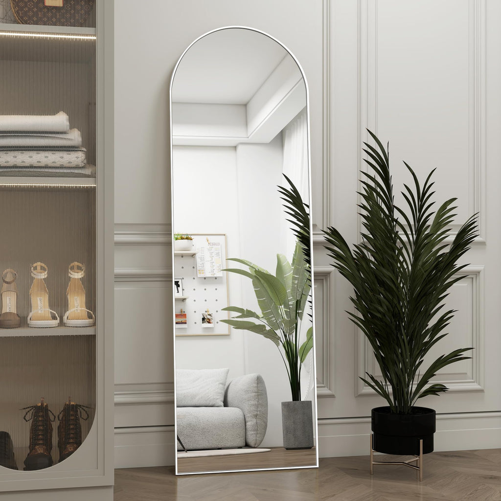 48"x 14" Arched Full Length Door Mirror, Full Body Mirror, White