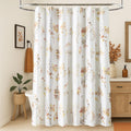 Fall Shower Curtain, Burnt Orange Terracotta Rust Brown Fabric Boho Rustic Farmhouse Cute Floral Leaf Autumn Shower
