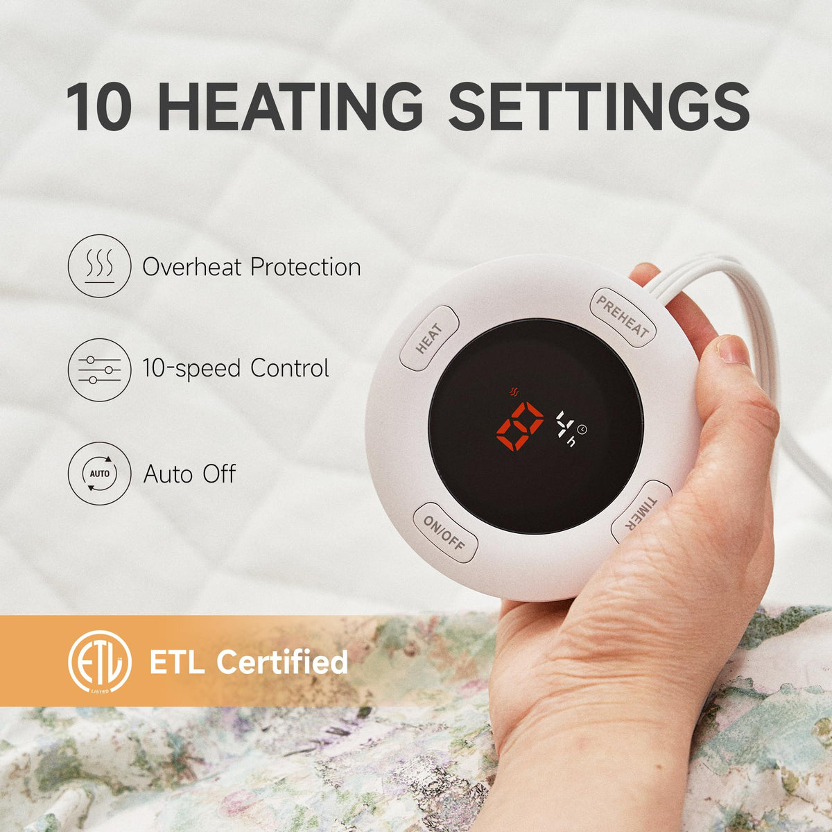 Heated Mattress Pad, Bed Warmer Pad, Machine Washable