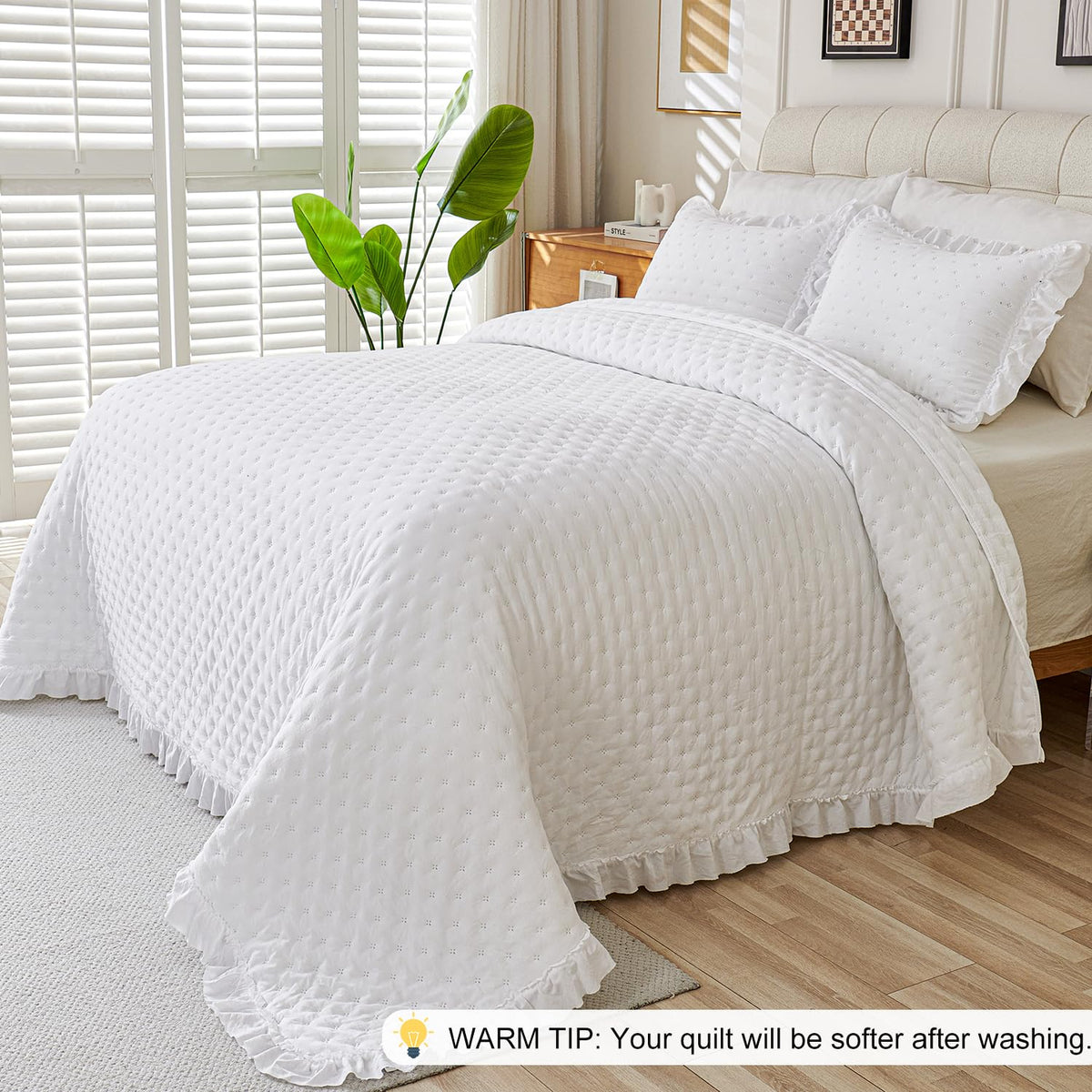 Shabby Chic Bedding, White Ruffle Seersucker Comforter Set