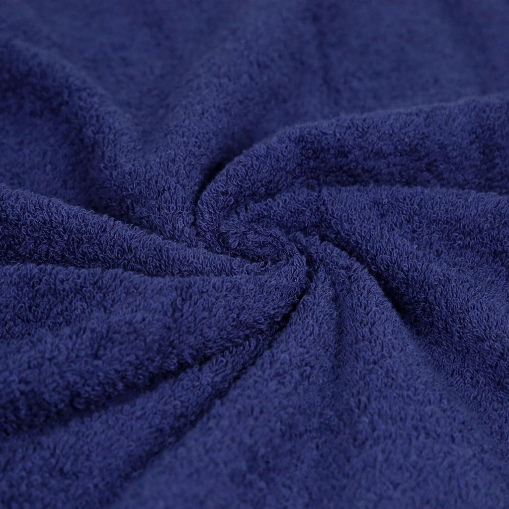 6-Piece Fade-Resistant 100% Cotton Towel Set, Soft and Absorbent, 2 Bath Towels, 2 Hand Towels, 2 Washcloths, Navy