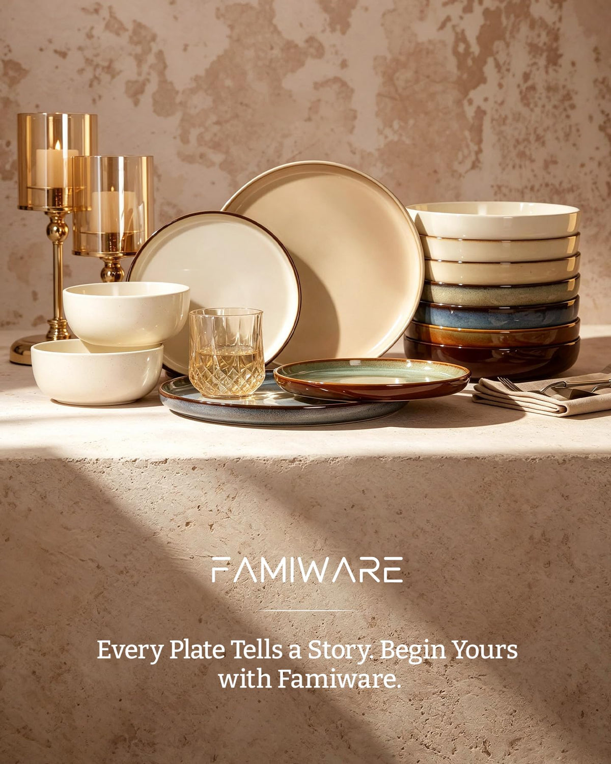 Milkyway 18-Piece Stoneware Dinnerware Set, Dusty Blue