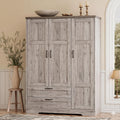 Armoire Wardrobe Closet with 3 Door, Bedroom Wooden Armoires with Full Length Mirror, Large Clothing Storage Cabinet