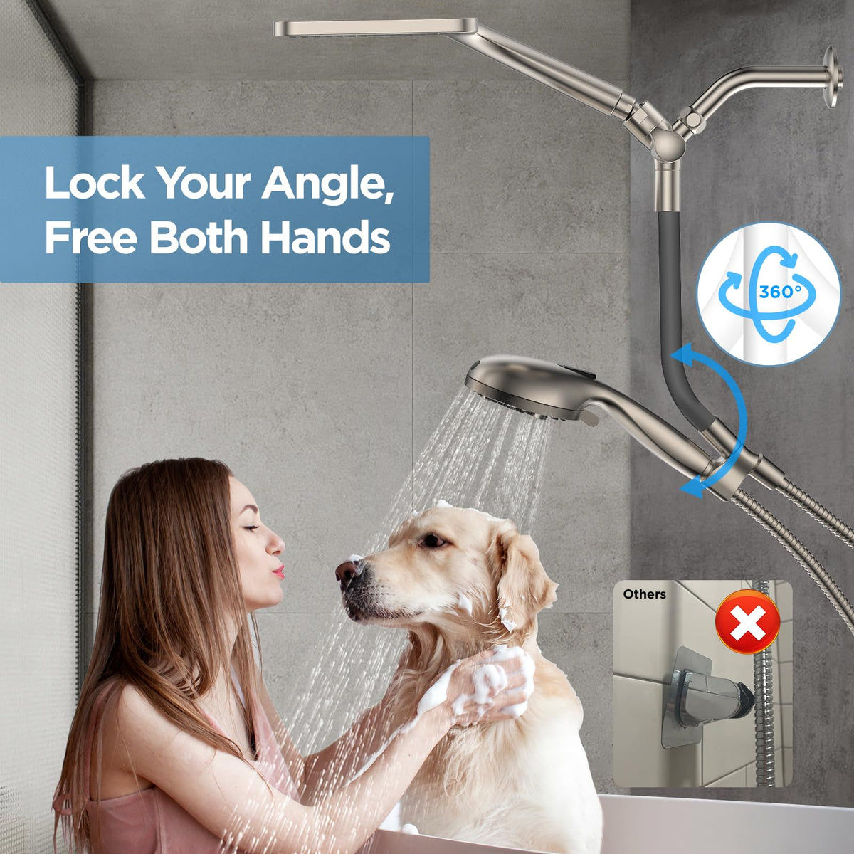 Dual Handheld Shower Head Combo, 2-in-1 Rain Shower Heads System Wide Rainfall Shower Head and 10 Modes High Pressure