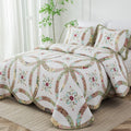 Cotton Real Patchwork Embroidery Quilt Set 3-Piece. 100% Washed Cotton. 376 Hand Cut Patches. Embroidery and Allover