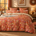 Paisley Duvet Cover Set Full Bohemian Damask Paisley Bedding Luxurious Orange Fall Boho Paisley Comforter Cover Set