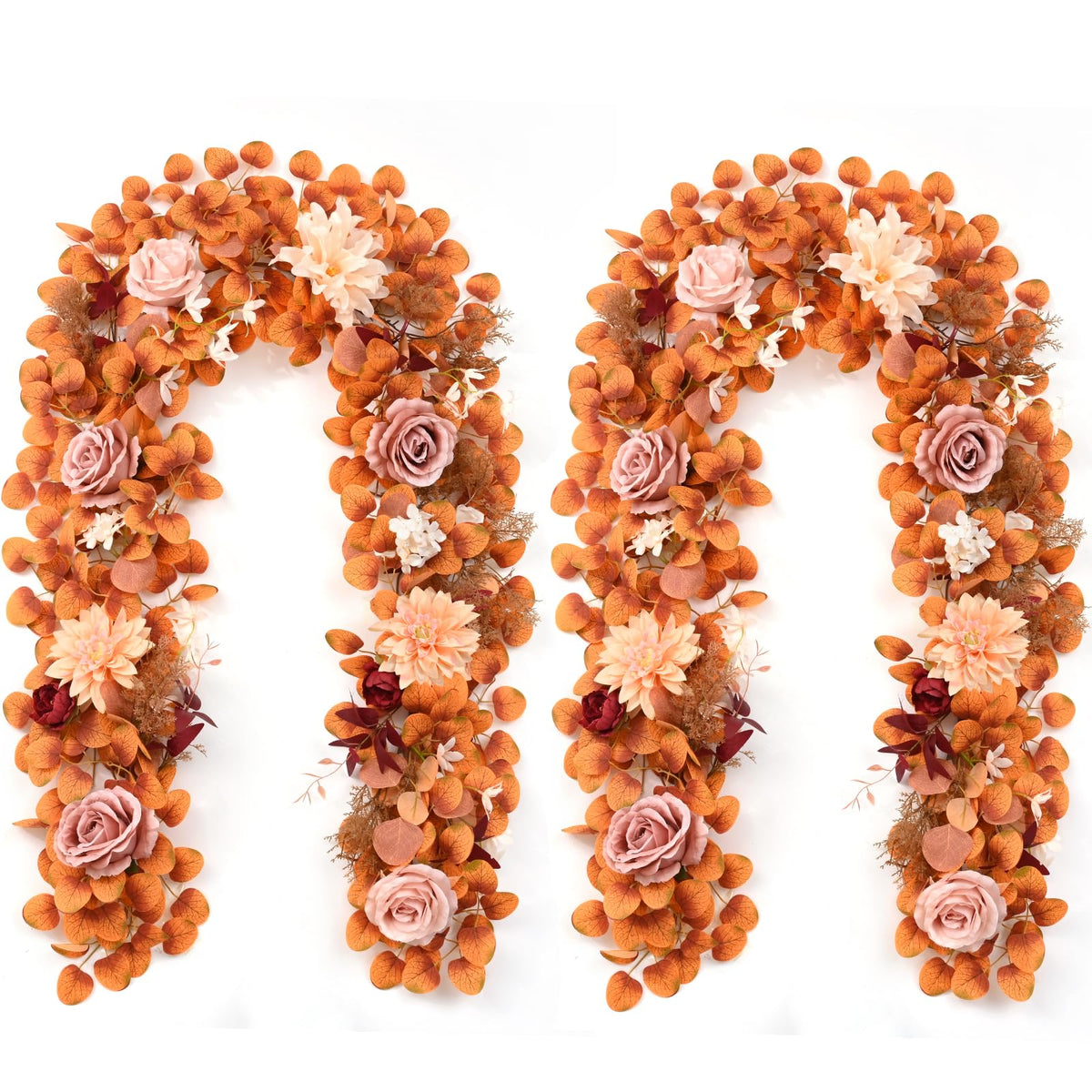 2Pcs Fall Garland, 11Ft Eucalyptus Garland with Flowers