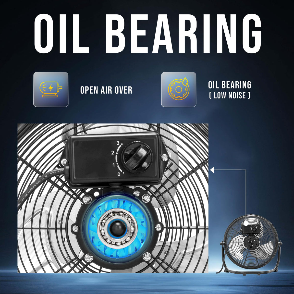 12 Inch High Velocity Metal Floor Fan, 3-Speed Powerful Cooling for Industrial, Commercial, and Home Spaces