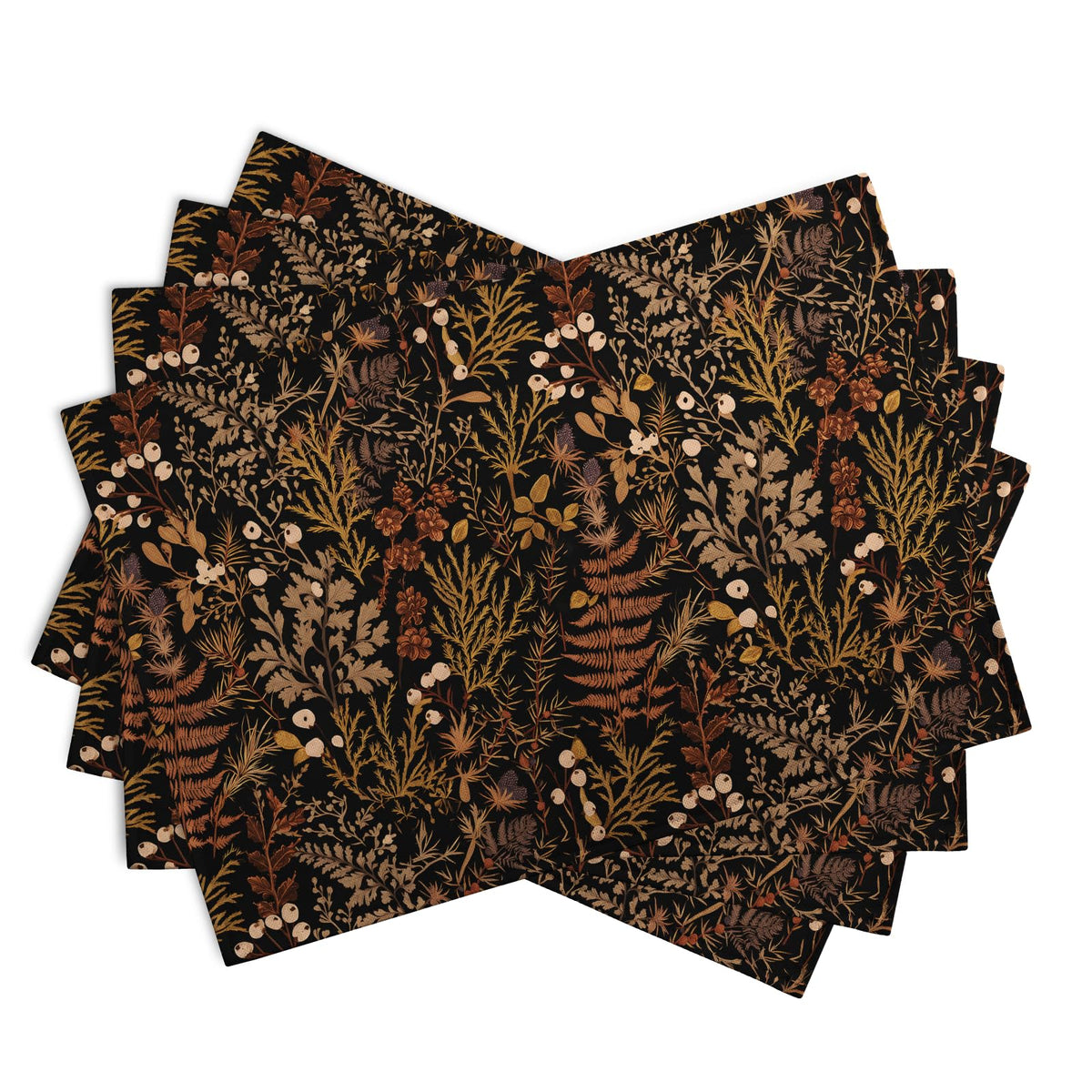 Fall Botanical Placemats Set of 4 Vintage Fern Leaf Autumn Place Mats Thanksgiving Farmhouse Heat Resistant Washable