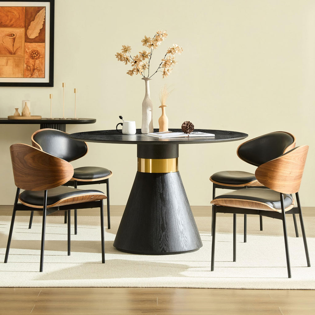 Inspired Saarinen Style Round Dining Table for 6 People, 47.24 Inches Dining Room Table, Modern Wood Round Kitchen Tables Black Pedestal Base