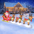 12 FT Long Christmas Inflatables Santa Claus with Reindeers Outdoor Decorations, Xmas Blow Up Yard Decorations with