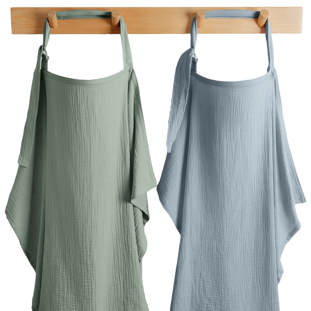 Muslin Nursing Cover Pack of 2, 100% Cotton Muslin Breastfeeding Cover for Moms, Soft & Breathable Baby Nursing