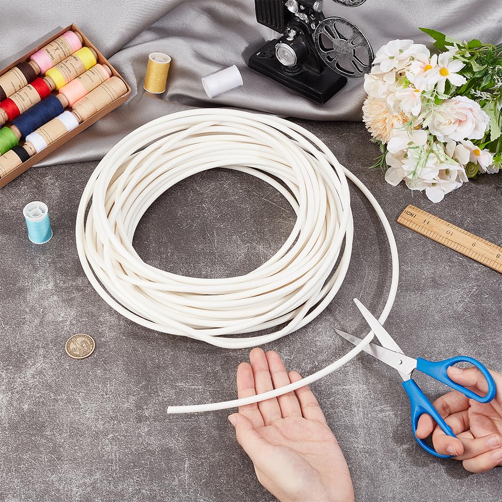 Upholstery Firm Plastic Foam Welt Cord Piping, 6mm White PVC Plastic Solid Piping Cord for Sofa, Chair - 21.8 Yards