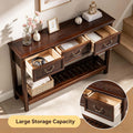 31.5-Inch Three-Tier Farmhouse Console Table in Walnut for Small Spaces