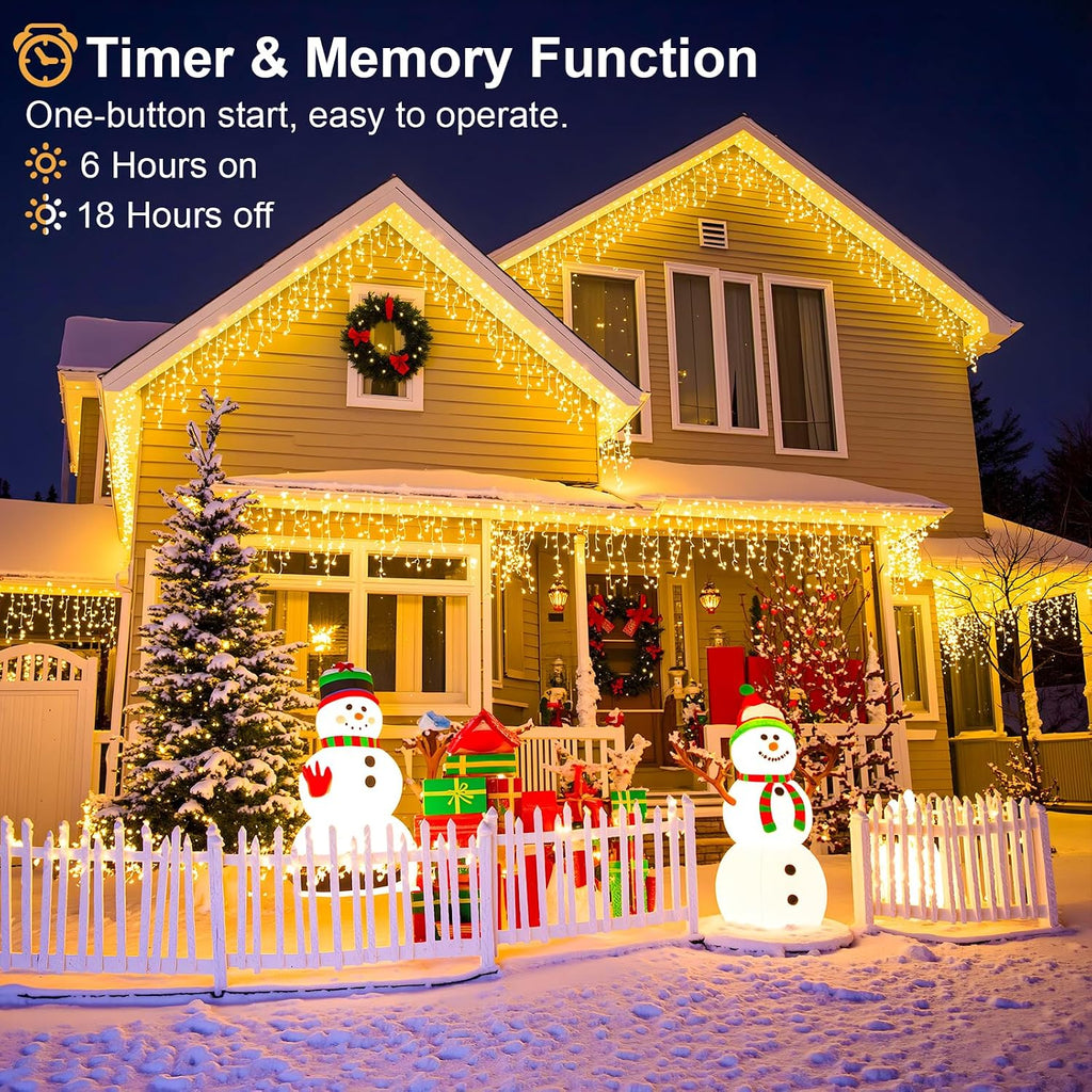 Icicle Lights for Outside 33FT 400 LED Warm White Christmas Lights