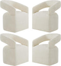 Upholstered Dining Chairs Set of 4, Modern Rolling Dining Chairs with Hidden Casters, Arm Kitchen Chairs with Linen