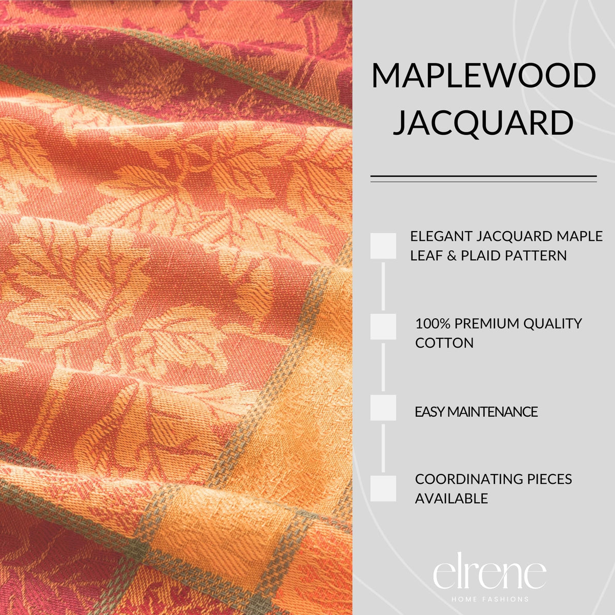 Maplewood Jacquard Harvest Cotton Tablecloth, Multicolor - 60" W x 84" L Oval
