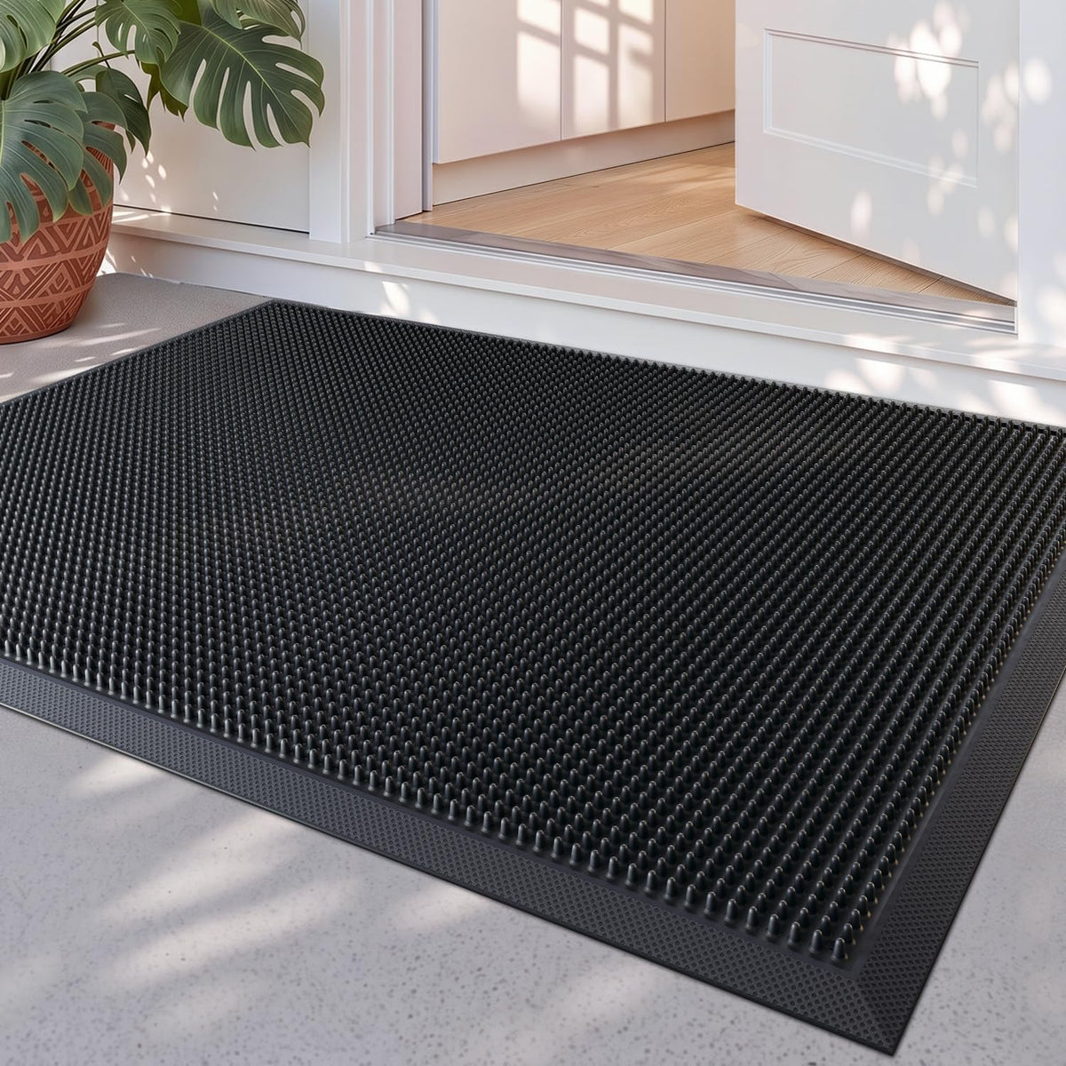 Front Door Mat Outside Entrance, 36x48 Heavy Duty Non Slip Rubber Outdoor Doormat, Dirt Trap Waterproof Entry Mat