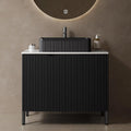 30" Freestanding Bathroom Vanity with Stone Pattern Basin - Cabinet with 2 Doors & Countertop