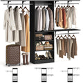 8FT Closet System with 3 Wooden Storage Shelves, 96'' Closet Organizer System with 3 Hanging Rods, Wall Mount Bedroom