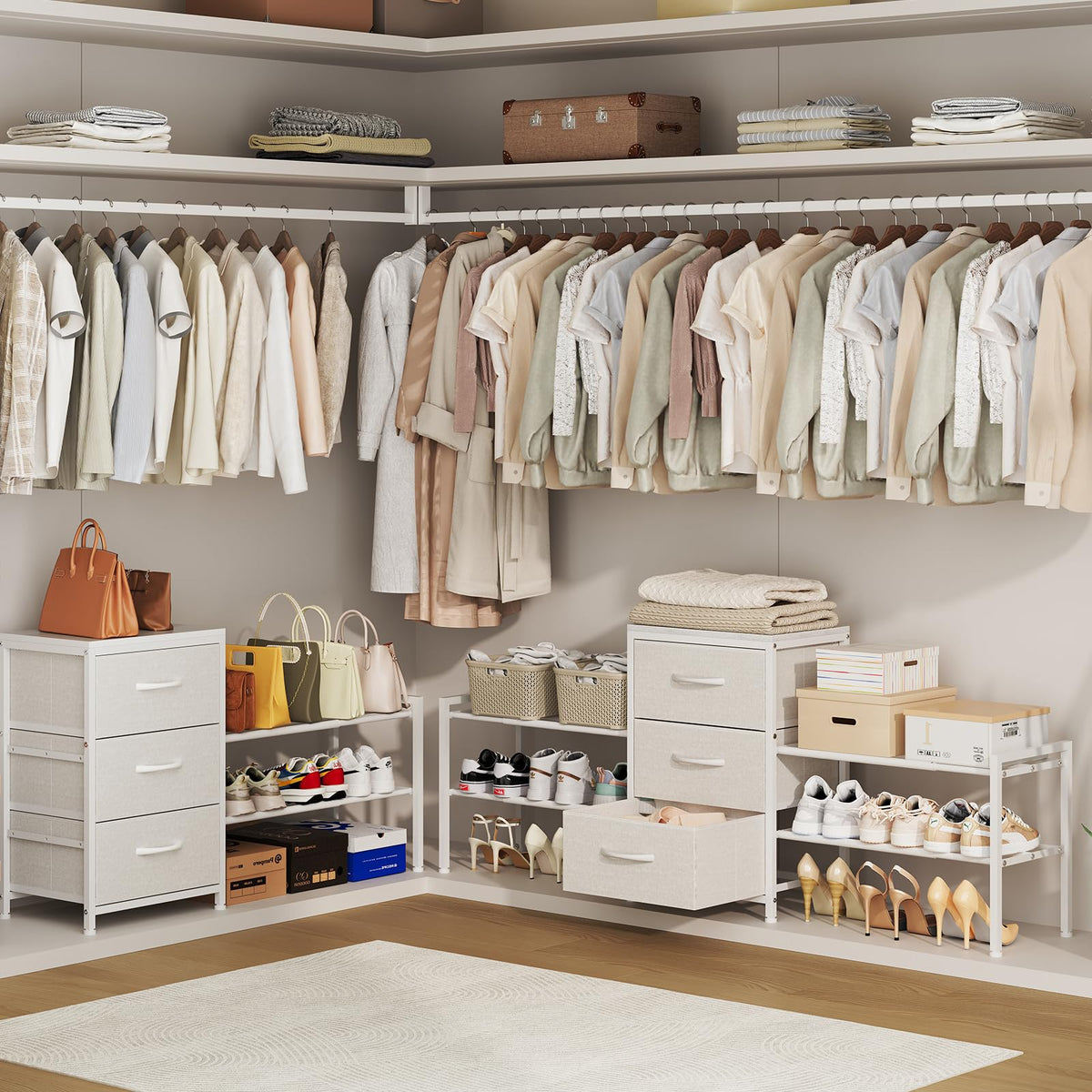 Expandable Closet Organizers and Storage,Wide Long 3 Drawer Dresser