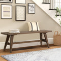 47" Farmhouse Wood Bench, Solid Wood Entryway Bench, Brown