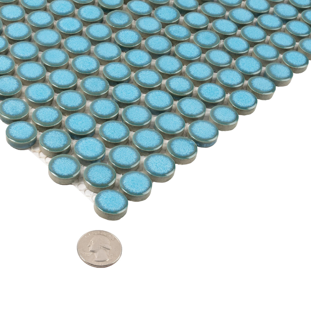 Penny Round Porcelain Tile Sky Blue 12x12 Glossy 9.87 sq ft/case 10-Pack
