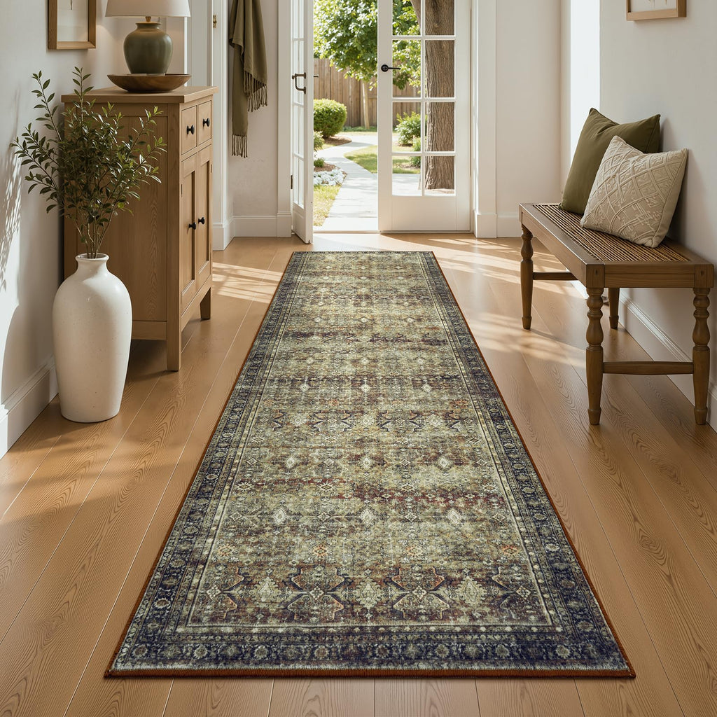 Area Rugs s, Brown Washable Non-Slip Kitchen Runner Rug