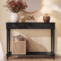 Half-Round Solid Wood Console Table in Dark Chocolate, Farmhouse Style