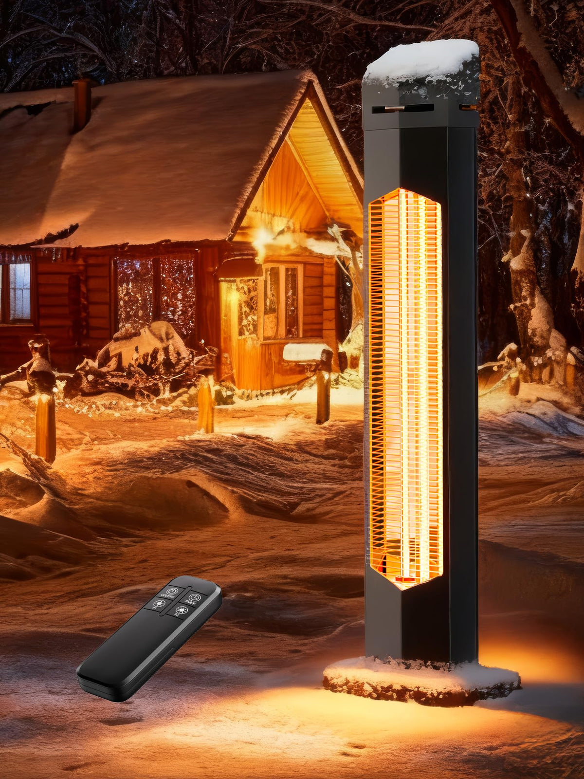 Outdoor Patio Heater for Garage, 37" Electric Space Heaters, 1500W Portable Infrared Radiant with IP65 Waterproof