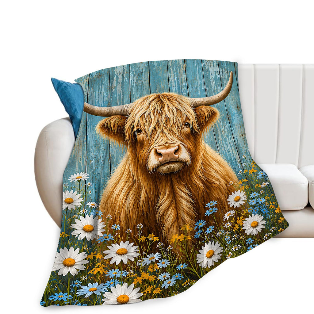 Highland Cow Blanket, Cow Gifts Farmhouse Throw Blanket 60"X80"