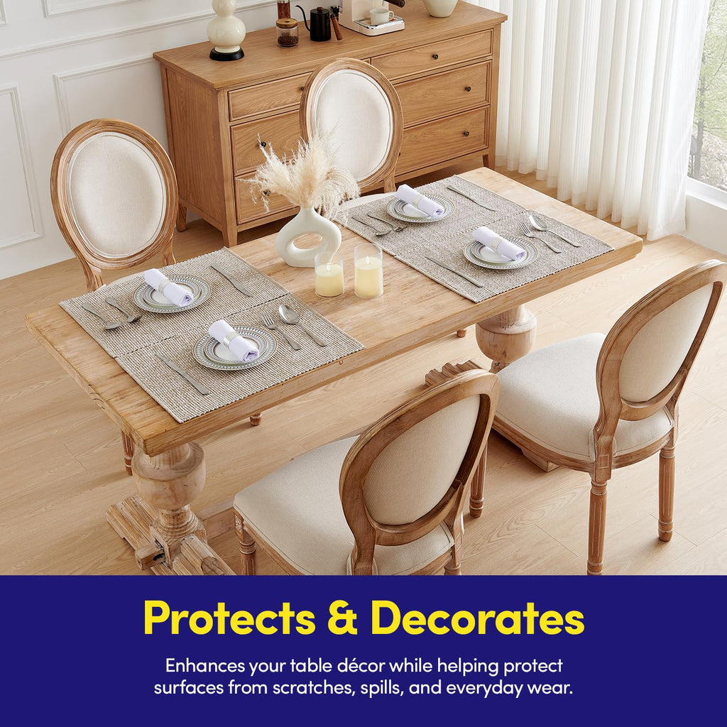 100% Cotton Placemats Rectangle Two Tone Woven Fabric 13" x 19" Soft Durable Table Mat Set, Set of 6, Taupe