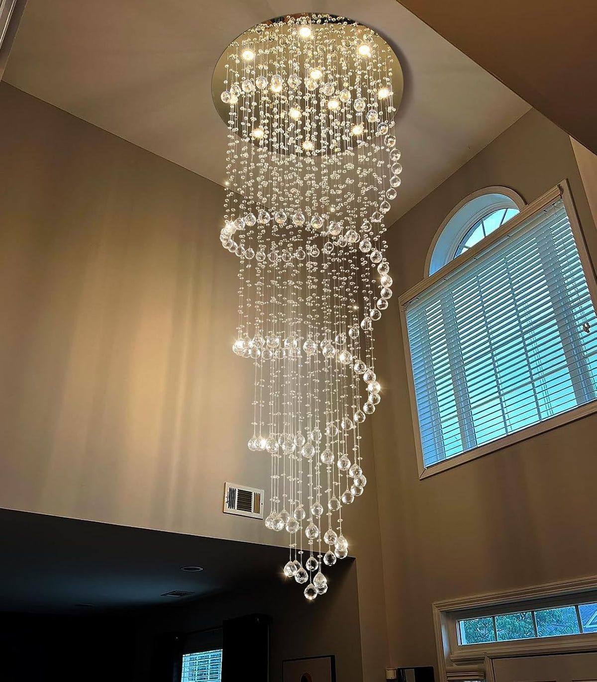 118-Inch Crystal Glam Long-Drop Chandelier for Two-Story Entryways